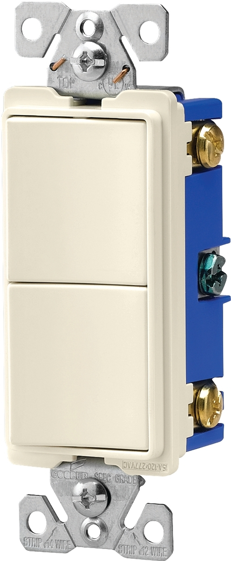 Eaton Wiring Devices 7700 Series 7728W-SP Combination Switch, 15 A, 120/277 V, SPST, Lead Wire Terminal, White