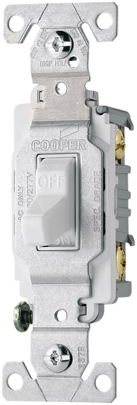 Eaton Wiring Devices CS115W Toggle Switch, 15 A, 120/277 V, Screw Terminal, Nylon Housing Material, White
