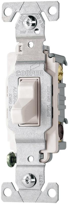 Eaton Wiring Devices CS315W Toggle Switch, 15 A, 120/277 V, 3 -Position, Screw Terminal, Nylon Housing Material