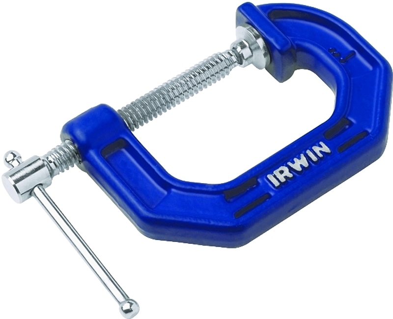 IRWIN 225103ZR C-Clamp, 3 in Max Opening Size, 2-1/4 in D Throat, Cast Iron Body, Blue Body