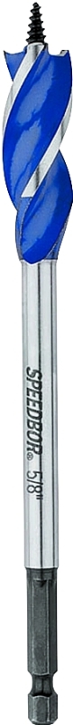 IRWIN SPEEDBOR 3041002 Auger Boring Bit, 5/8 in Dia, 6 in OAL, Tapered Flute, 3-Flute, 1/4 in Dia Shank
