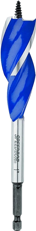 IRWIN SPEEDBOR 3041007 Auger Boring Bit, 1 in Dia, 6 in OAL, Tapered Flute, 3-Flute, 1/4 in Dia Shank, Hex Shank