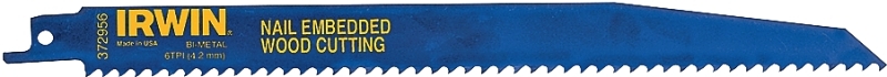 IRWIN 372956P5 Reciprocating Saw Blade, 2 in W, 9 in L, 6 TPI, Cobalt/Steel Cutting Edge