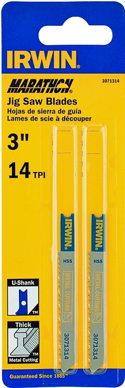 IRWIN 3071314 Jig Saw Blade, 3-1/4 in L, 14 TPI