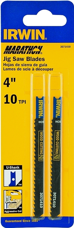 IRWIN 3071410 Jig Saw Blade, 4 in L, 10 TPI