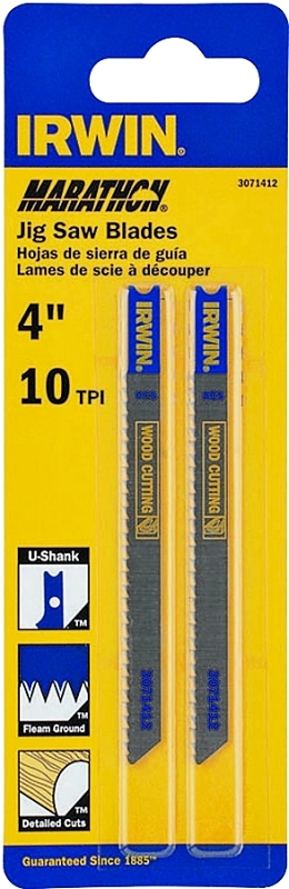 IRWIN 3071412 Jig Saw Blade, 4 in L, 10 TPI
