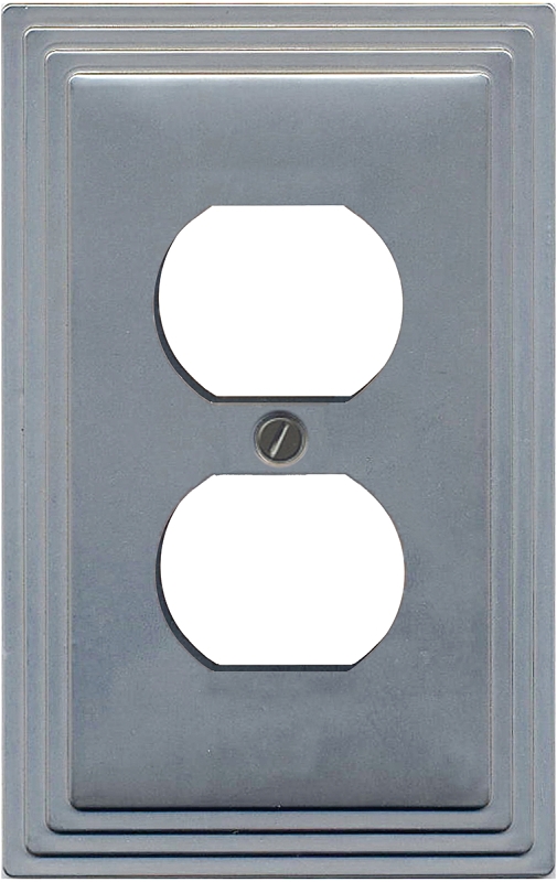Atron 65D Wallplate, 4-3/4 in L, 3.13 in W, 1-Gang, Metal, Satin Nickel