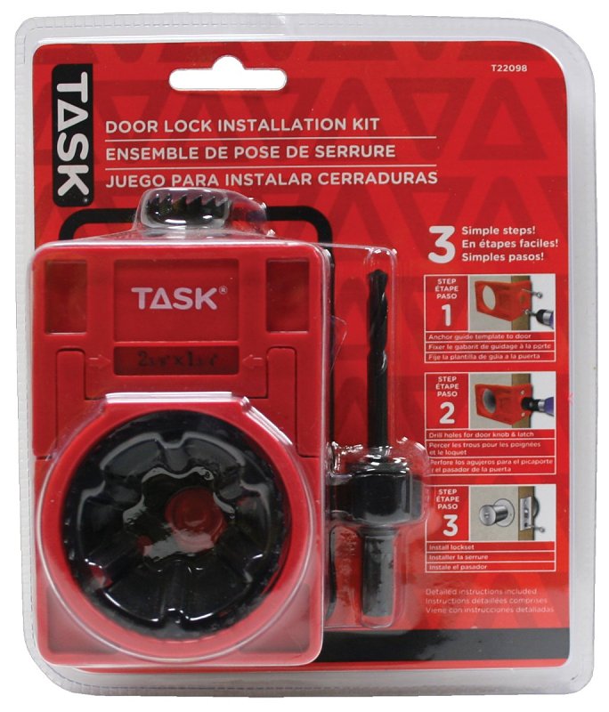Task T22098 Door Lock Installation Kit, Includes: Hole Saw, Plastic Template Guide