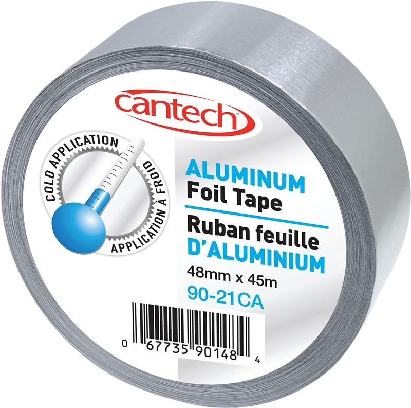 Cantech 9021CA4845 Foil Tape, 45 m L, 48 mm W, Silver