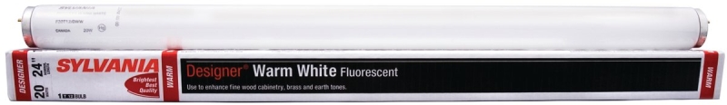 Sylvania 22252 Fluorescent Bulb, 20 W, T12 Lamp, Medium G13 Lamp Base, 1170 Lumens, 3000 K Color Temp, Warm White Light