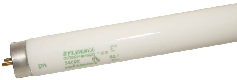 Sylvania 22363 Fluorescent Bulb, 25 W, T8 Lamp, Medium G13 Lamp Base, 2150 Lumens, 3000 K Color Temp, Warm White Light