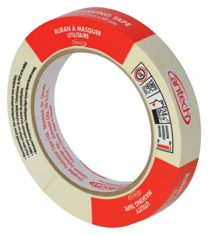 Cantech 302 Series 302-18 Masking Tape, 55 m L, 18 mm W, Natural