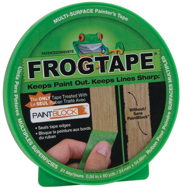 FrogTape 1408360 Painting Tape, Multi-Surface, 5.7 mil Thick, 60 yd L, 0.94 in W, Green