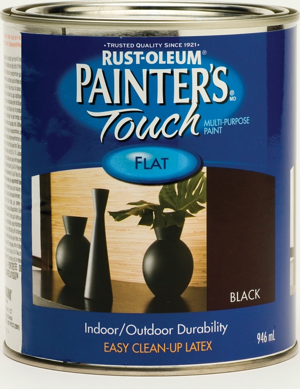 RUST-OLEUM PAINTER'S Touch 254935 Brush-On Paint, Flat, Black, 946 mL Can