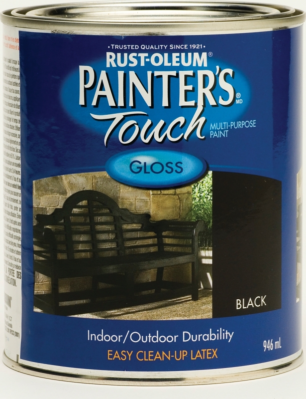 RUST-OLEUM PAINTER'S Touch 254937 Brush-On Paint, Gloss, Black, 946 mL Can