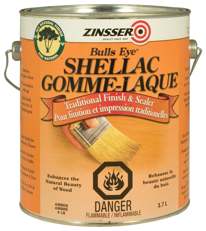 Zinsser Z00611 Shellac, Amber, Liquid, 3.7 L, Can