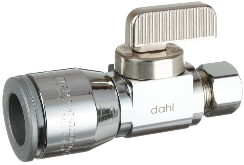 DAHL 511-QG3-30 Supply Stop Valve, 1/4, 1/2 in Connection, Compression, Manual Actuator, Brass Body