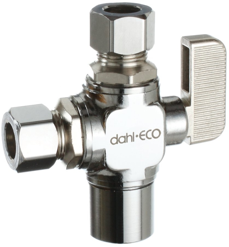 DAHL 511-13-31-31 Ball Valve, 1/2 x 3/8 x 3/8 in Connection, Solder x Compression, Manual Actuator, Brass Body