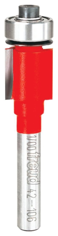 Freud 42-106 Flush Trim Bit, 1/2 in Dia Cutter, 2-1/8 in OAL, 1/4 in Dia Shank, 2-Cutter, Carbide