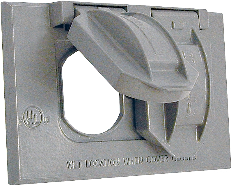 HUBBELL 5180-0 Cover, 2-13/16 in L, 4-9/16 in W, Metal, Gray, Powder-Coated
