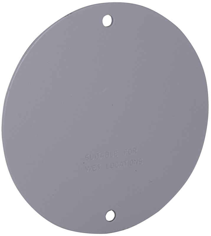 HUBBELL 5374-0 Cover, 4-1/8 in W, Round, Aluminum, Gray, Powder-Coated