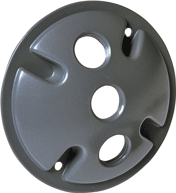 HUBBELL 5197-0 Cluster Cover, 4-1/8 in Dia, 4-1/8 in W, Round, Aluminum, Gray, Powder-Coated