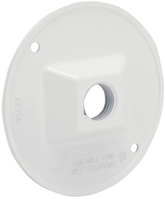 HUBBELL 5193-1 Combination Cover, 4-1/8 in Dia, 1.094 in L, 4-1/8 in W, Round, Metal, Gray, Powder-Coated