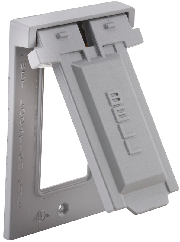 HUBBELL 5103-0 Cover, 4-9/16 in L, 2-13/16 in W, Aluminum, Gray, Powder-Coated