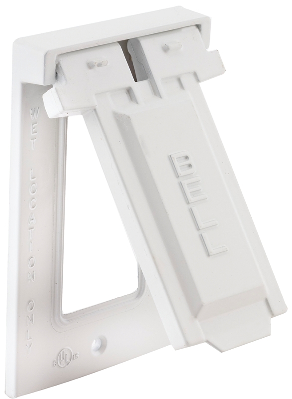 HUBBELL 5103-1 Cover, 4-9/16 in L, 2-13/16 in W, Metal, White, Powder-Coated