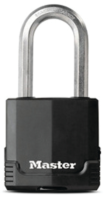 Master Lock Magnum Series M515BLCDLHHC Padlock, 2-1/8 in W Body, Different Key, 3/8 in Dia Shackle, Steel Body