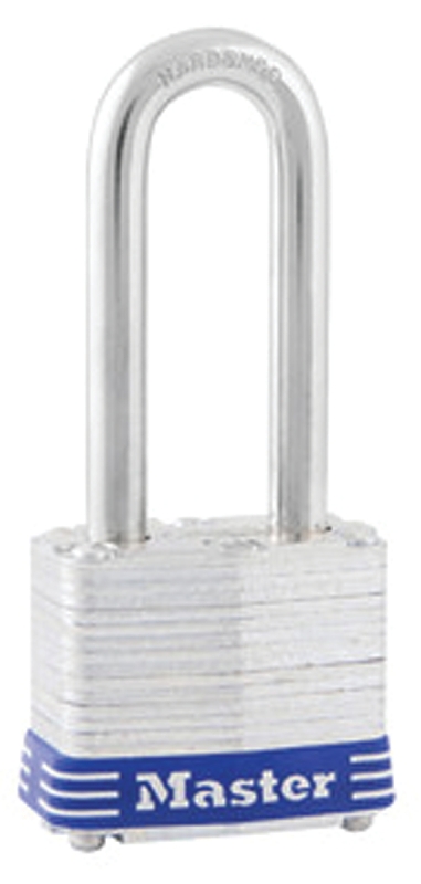 Master Lock 3DLH Padlock, Keyed Different Key, 9/32 in Dia Shackle, 2 in H Shackle, Steel Shackle, Steel Body, Laminated