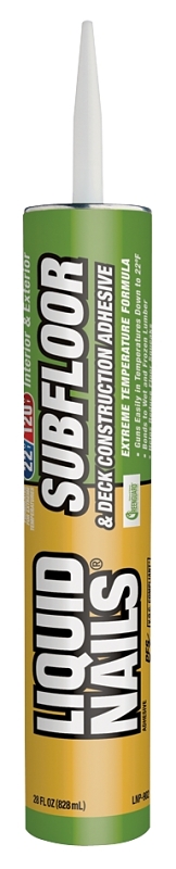 Liquid Nails 5119874 Construction Adhesive, White, 828 mL Cartridge