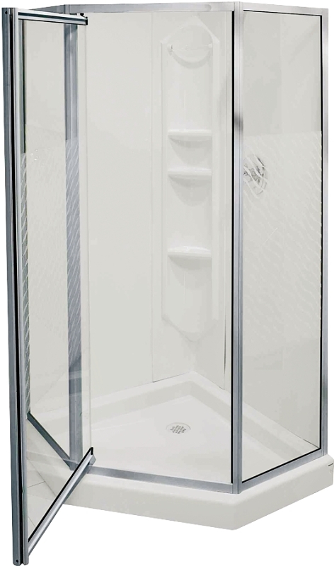 MAAX Himalaya 101694-000-129-107 Shower Kit, 38 in L, 38 in W, 74-1/4 in H, Polystyrene, Chrome, 3-Wall Panel