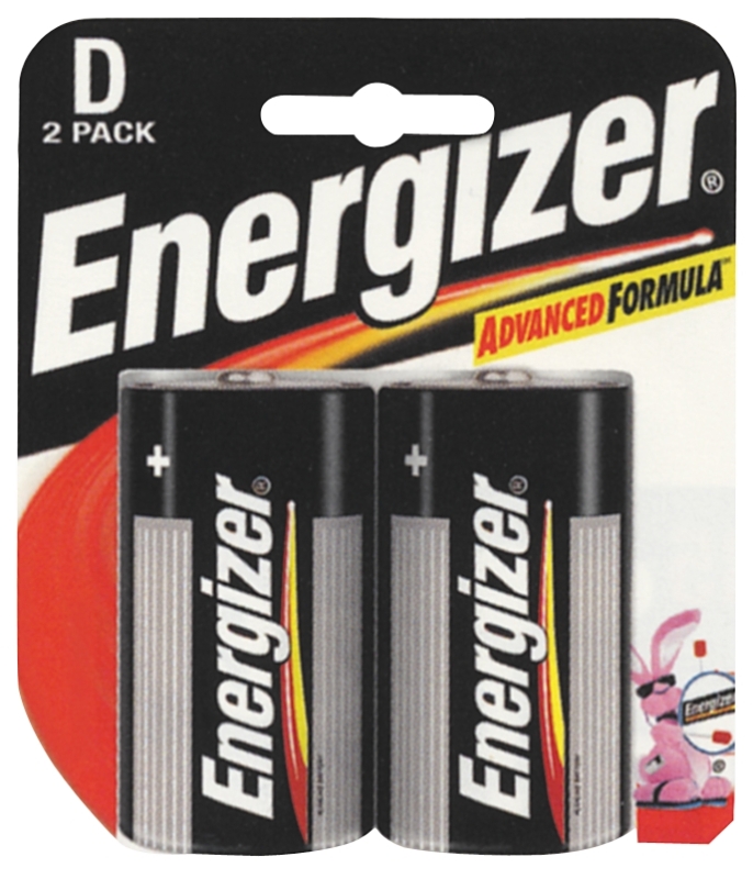 Energizer E95BP-2 Battery, 1.5 V Battery, D Battery, Alkaline, Manganese Dioxide, Zinc