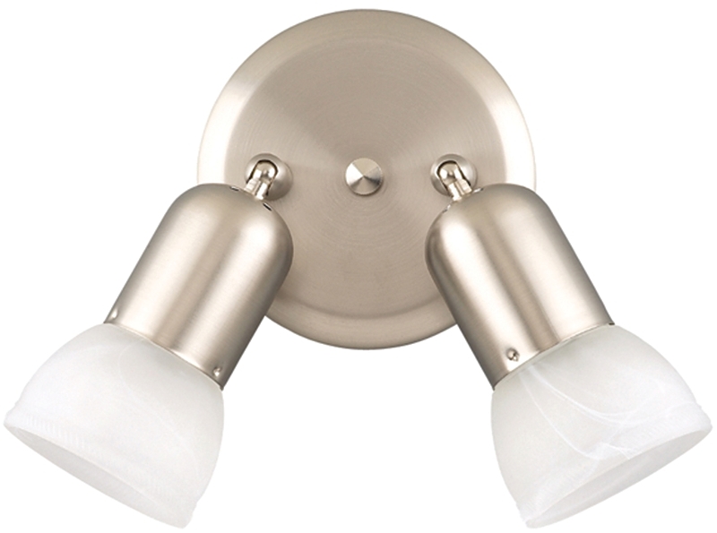Canarm ICW9251 Track Lighting Fixture, 5 in W x 5 in H Dimensions, 60 W, 2-Lamp, Alabaster Glass, Brushed Pewter