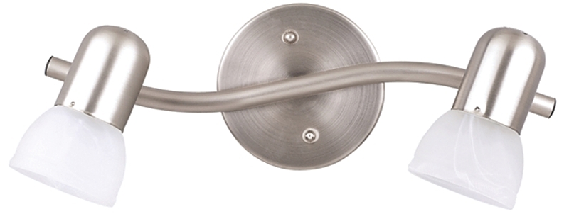 Canarm IT9251 Track Lighting Fixture, 15 in W x 5-3/4 in H Dimensions, 60 W, 2-Lamp, Alabaster Glass, Brushed Pewter