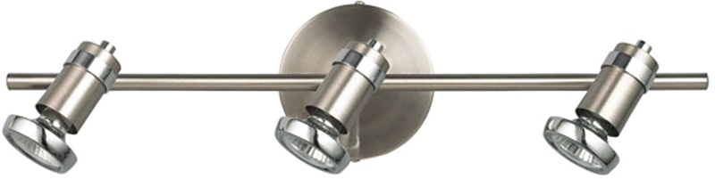 Canarm IT391A03BCH10 Track Lighting Fixture, 21 in W x 4-3/4 in H Dimensions, 50 W, 3-Lamp, Brushed Pewter/Chrome