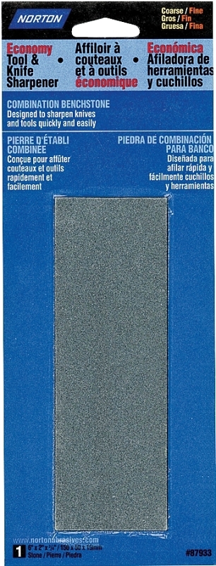 NORTON 87933 Sharpening Stone, 6 in L, 2 in W, 3/4 in Thick, Coarse/Fine, Silicone Carbide Abrasive