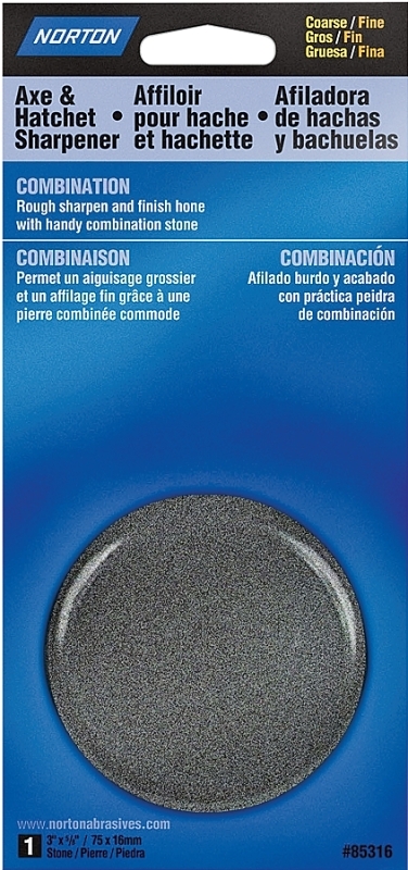 NORTON 85316 Sharpener, 3 in W, 5/8 in Thick, 280 um Grit, Coarse/Fine, Silicone Carbide Abrasive