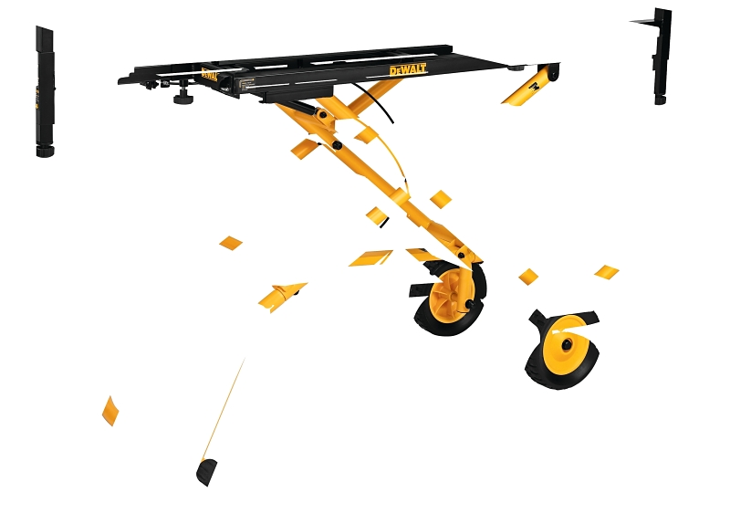 DeWALT DWX726 Rolling Miter Saw Stand, 300 lb, 98 in W Stand, 32-1/2 in H Stand, Steel, Black/Yellow