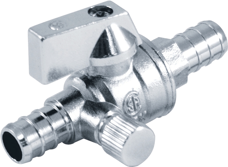 aqua-dynamic 1991-622 Straight Stop Valve, 1/2 in Connection, PEX, 200 psi Pressure, Quarter-Turn Actuator, Brass Body