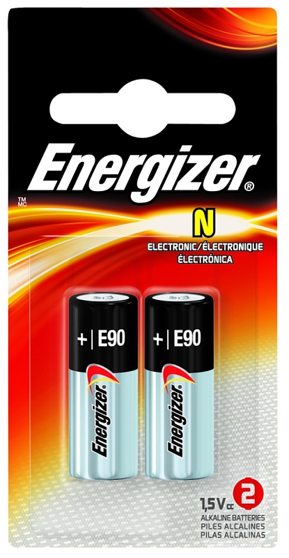 Energizer E90 E90BP-2 Battery, 1.5 V Battery, 1 Ah, Alkaline, Manganese Dioxide, Zinc