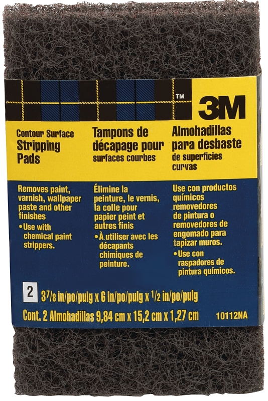 3M 10112NA Stripping Pad, Brown, 3-3/4 in L, 6 in W, Steel Wool Abrasive