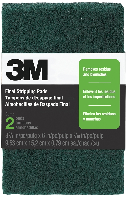 3M 10113NA Stripping Pad, Green, 3-3/4 in L, 6 in W, Steel Wool Abrasive