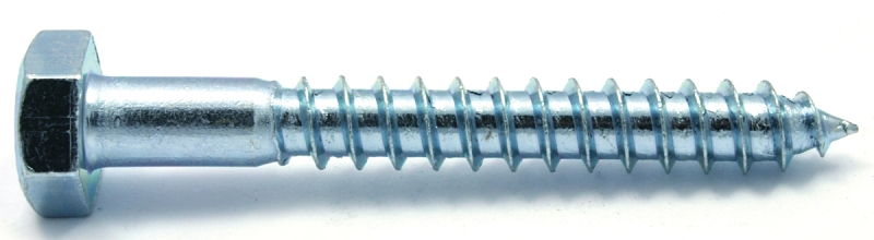 Reliable HLZ14412L Lag Screw, 1/4-10 Thread, 4-1/2 in OAL, A Grade, Steel, Zinc