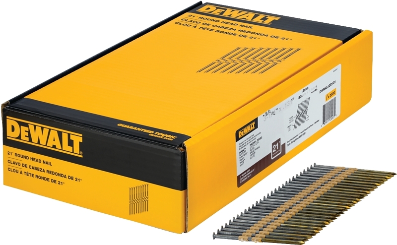 DEWALT DWRHS10DR131G Series Framing Nail, Plastic Strip Collation, Full Round Head, Ring Shank, 0.13 in Diameter