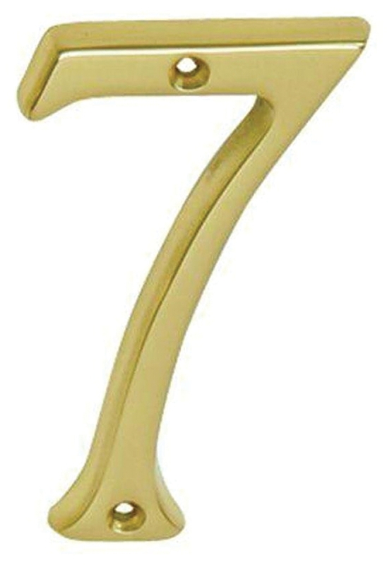 Schlage SC2-3076-605 #7 House Number, Character: 7, 4 in H Character, Brass Character, Solid Brass