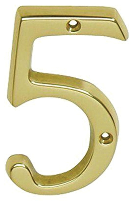 Schlage SC2-3056-605 #5 House Number, Character: 5, 4 in H Character, Brass Character, Brass