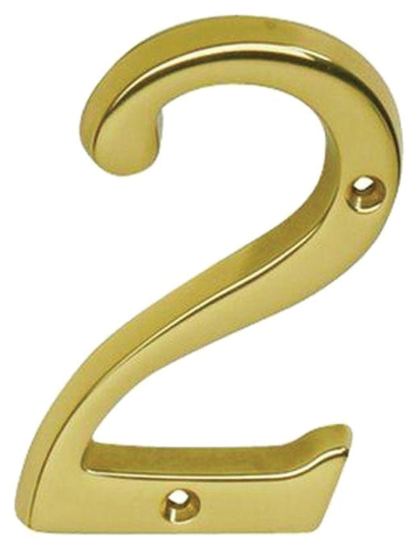 Schlage SC2-3026-605 #2 House Number, Character: 2, 4 in H Character, Brass Character, Brass