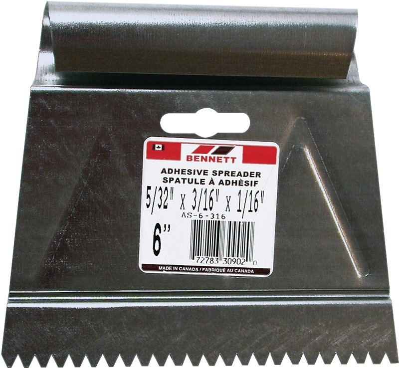 Bennett AS-6-316 Adhesive Spreader, Metal Blade, 5/32 in OAW, 6 in OAH
